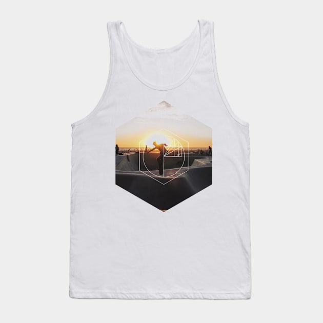 Sunset Skateboard Geoemtric Photography Tank Top by deificusArt